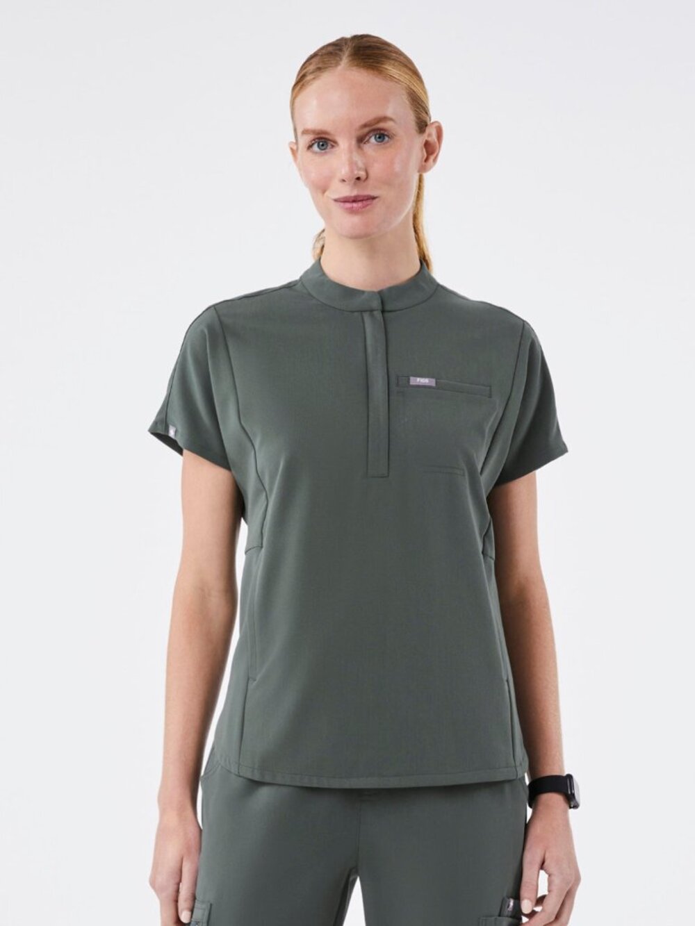 FIGS Women's Montex Mock Neck Medical Scrub Top in Bonsai - Size Small